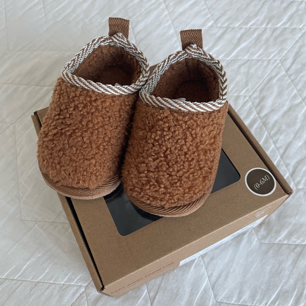 BearPaw Fuzzy Brown Baby Booties